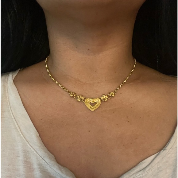 23k solid gold heart flower clover necklace - Picture 3 of 12